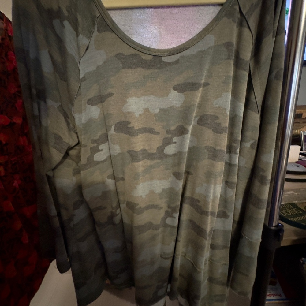 Olive Camouflage Long Sleeve Women's Top